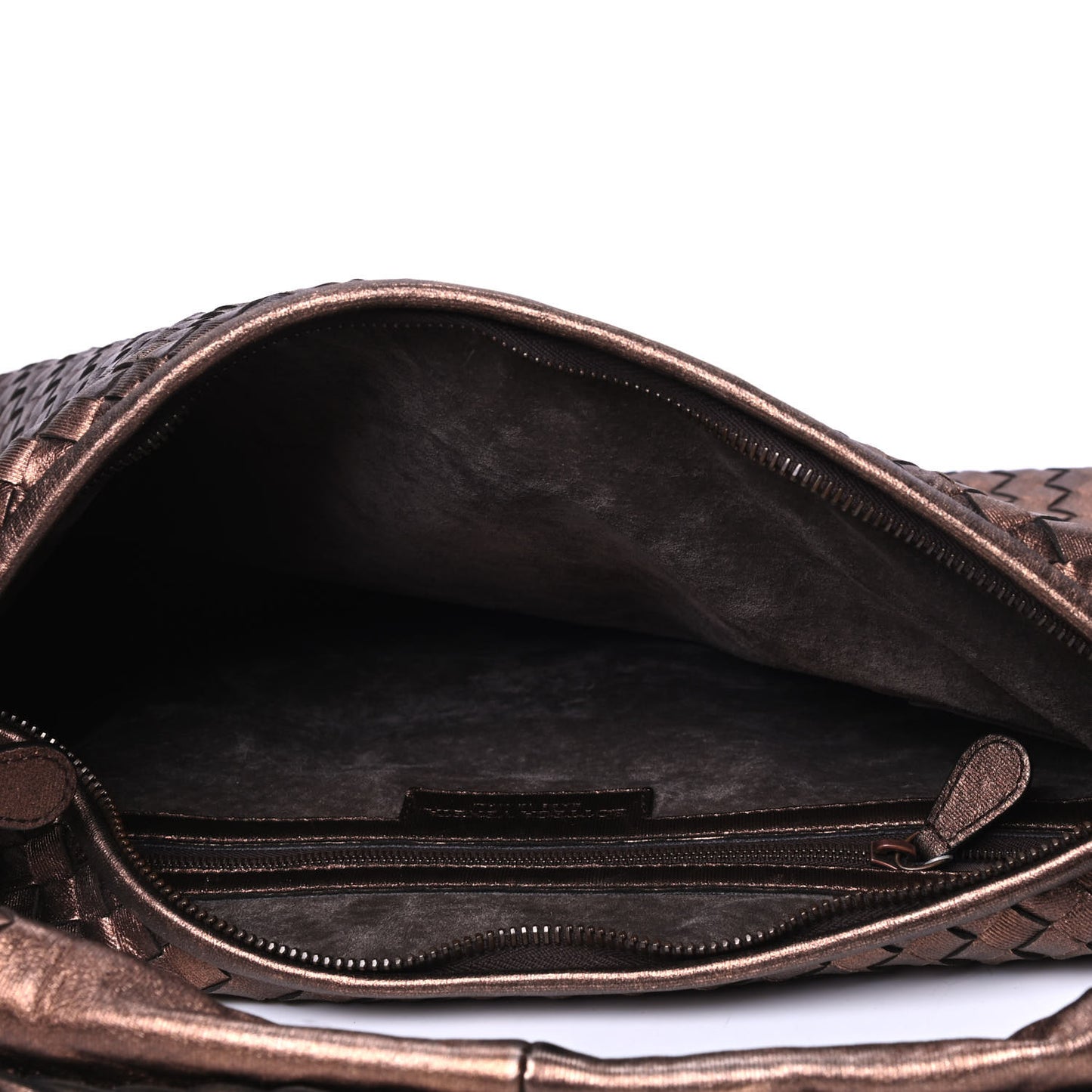 Metallic Nappa Intrecciato Large Veneta Hobo Copper
