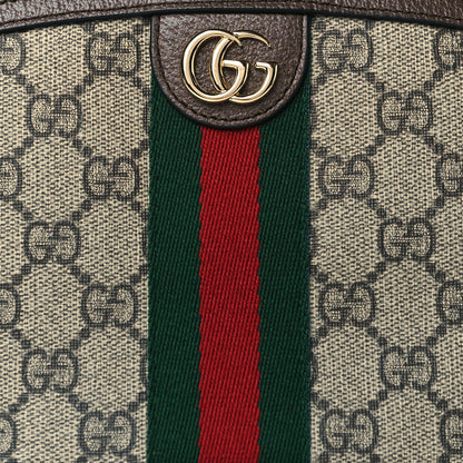 Gucci GG Supreme Monogram Textured Calfskin Web Large Ophidia Cosmetic Case Beige Ebony New Acero 8 of 10