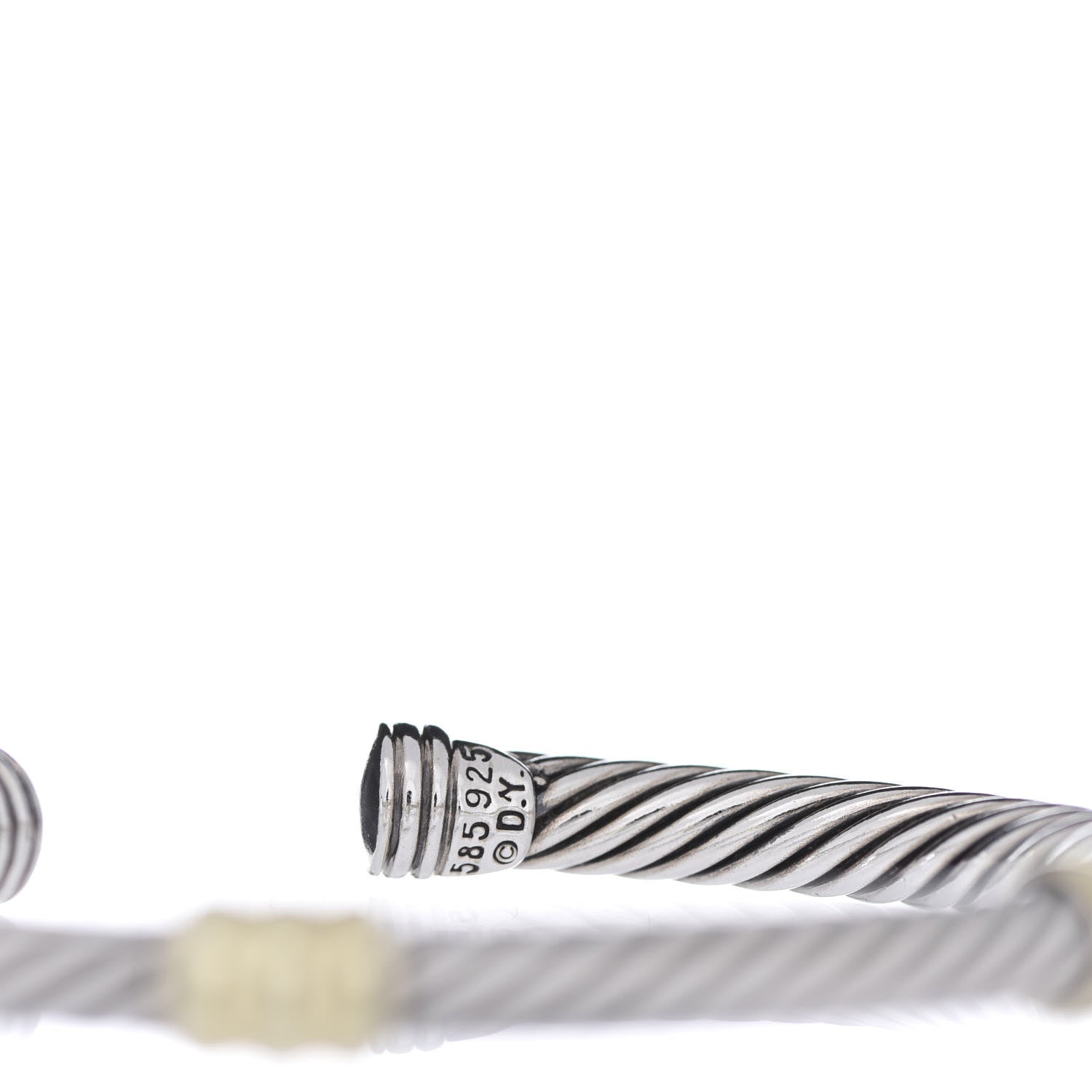 David Yurman Sterling Silver 14K Yellow Gold 5mm Double Station Cable Classics Bracelet 6 of 7