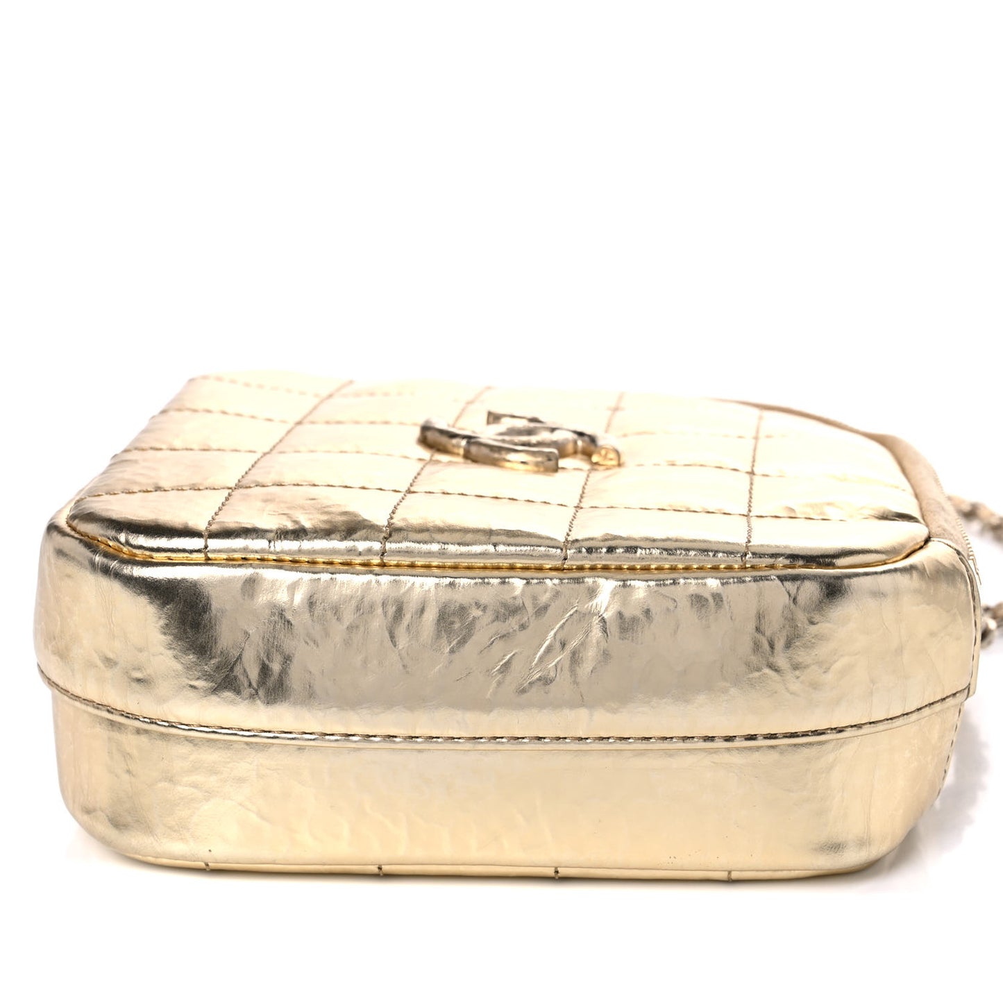 Hammered Metallic Calfskin Quilted Diamond Bag Gold