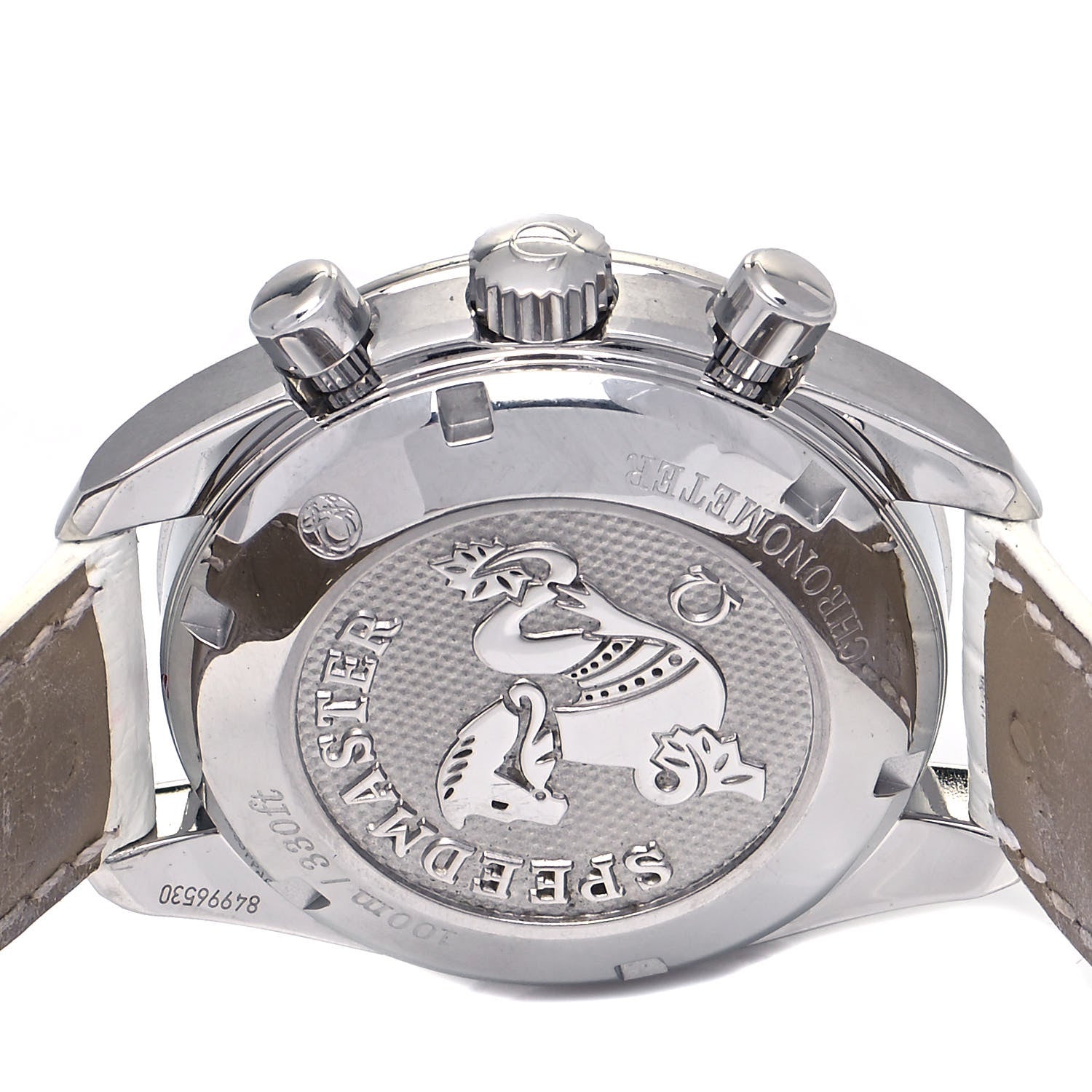 Omega Stainless Steel Alligator Diamond Bezel Mother of Pearl 38mm Speedmaster Chronograph Automatic Watch 324.18.38.40.05.001 4 of 5