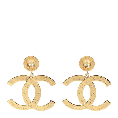 Chanel Metal Large Paris Button Earrings Gold 1 of 5