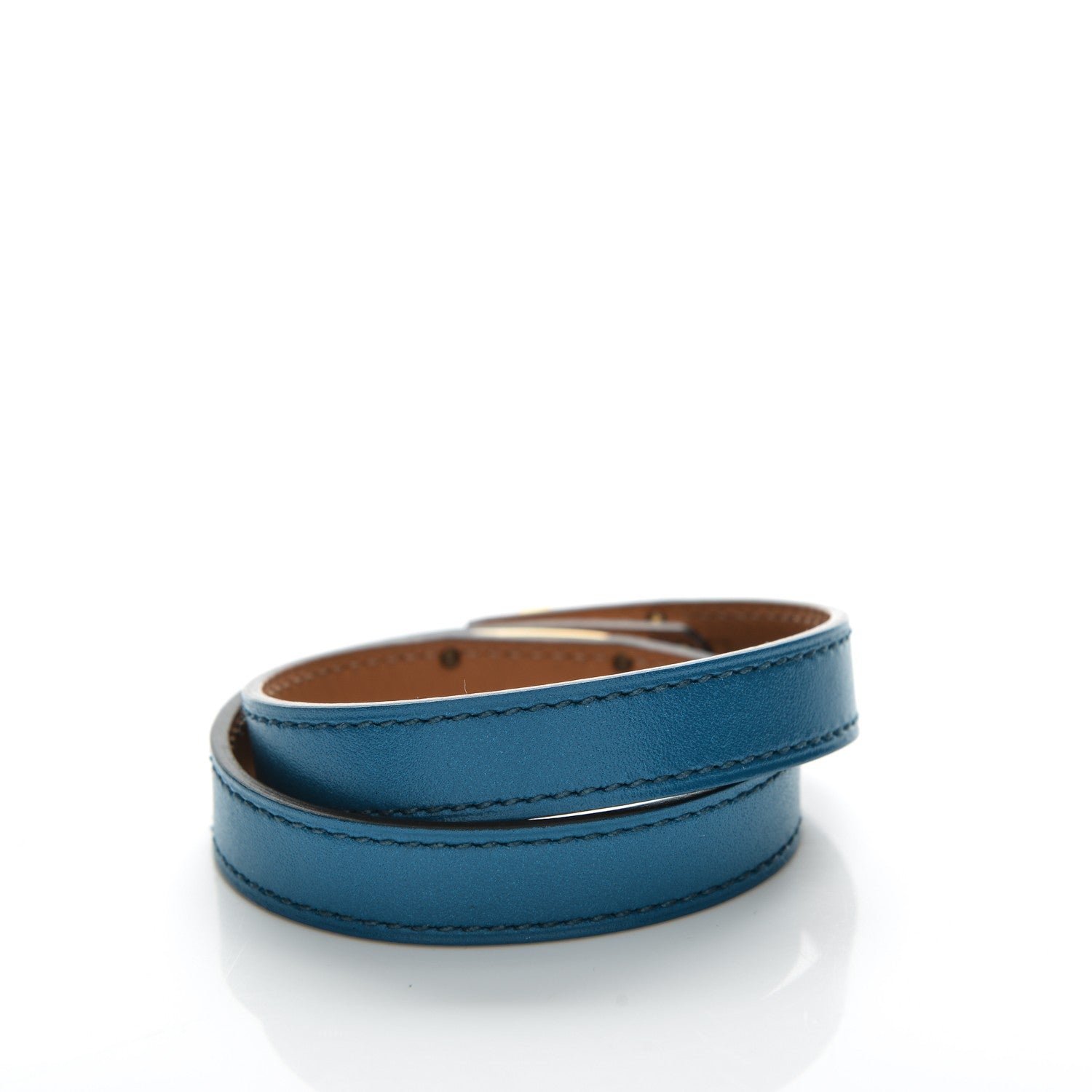 Hermes Tadelakt Kelly Double Tour Bracelet M Bleu Izmir 3 of 7