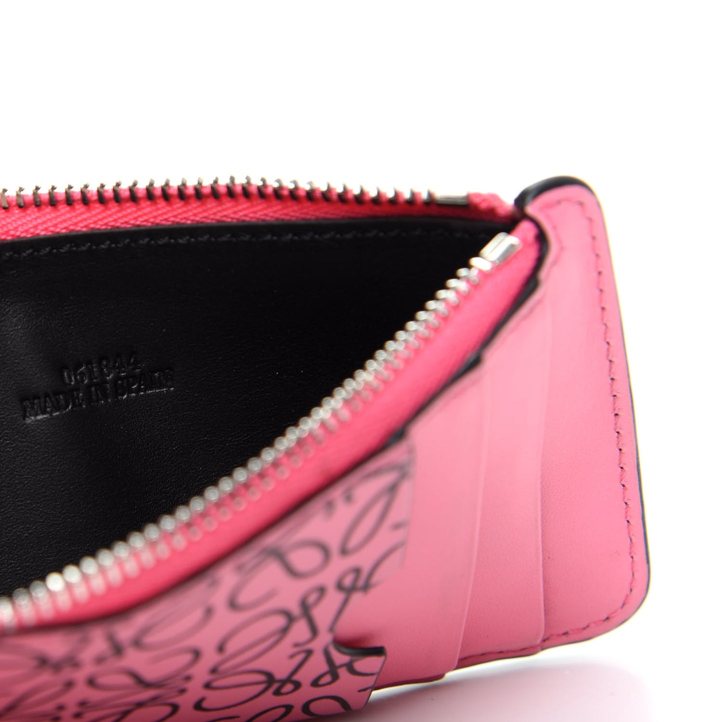 Engraved Calfskin Anagram Coin Card Holder Wild Rose