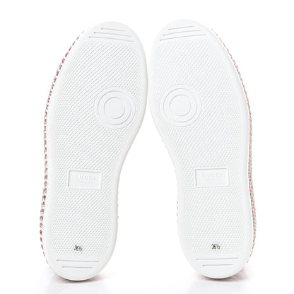Gucci Laminated Nappa Crystal Web Bee Embroidered Trapuntata Womens Ace Platform Sneakers 36.5 Argento 5 of 8