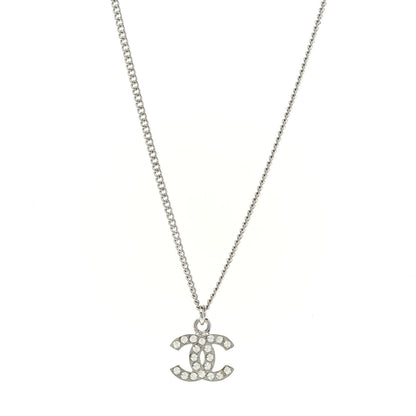 Chanel Crystal Timeless CC Necklace Silver 1 of 6