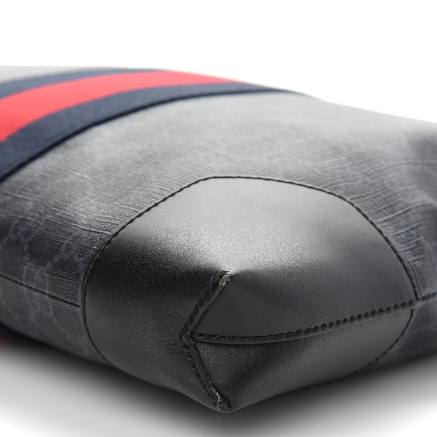 Soft GG Supreme Monogram Appia Calfskin Web East West Messenger Bag Black Grey