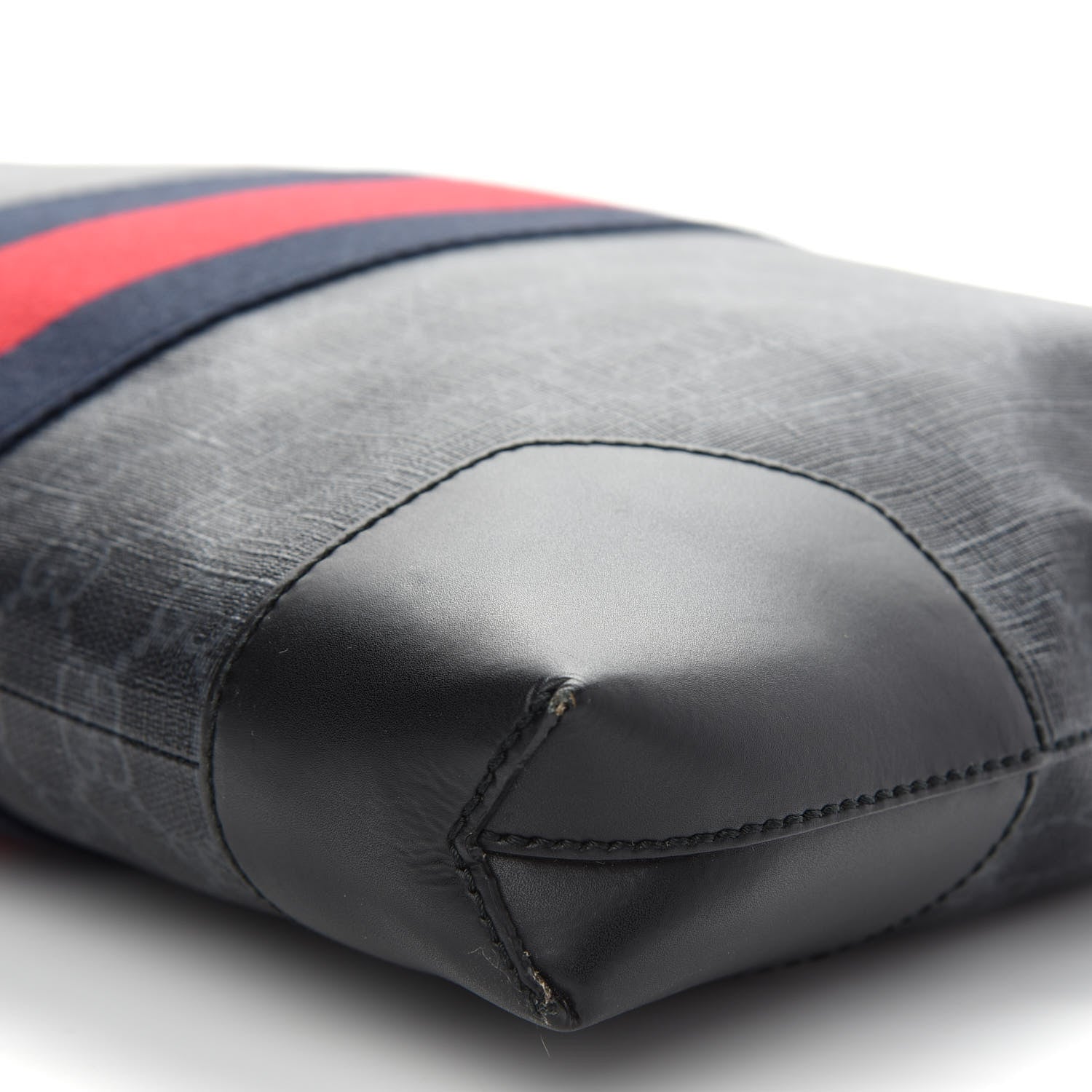 Gucci Soft GG Supreme Monogram Appia Calfskin Web East West Messenger Bag Black Grey 8 of 12