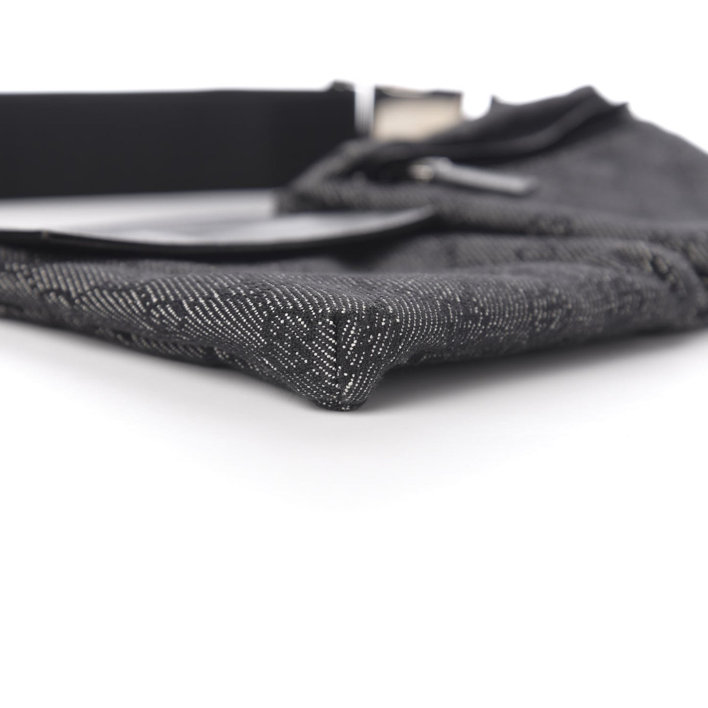 Denim Monogram Double Pocket Belt Bag Black