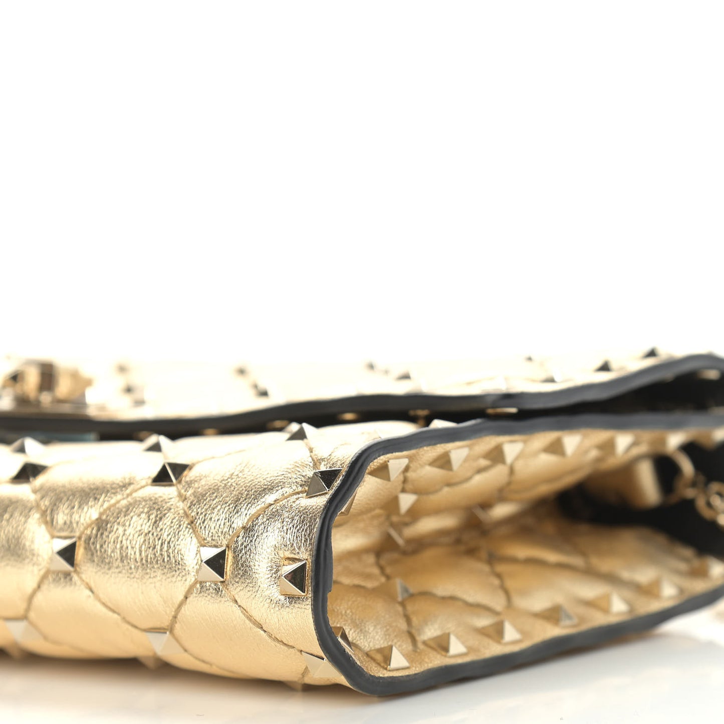 Metallic Nappa Rockstud Spike Wallet on Chain Mekong