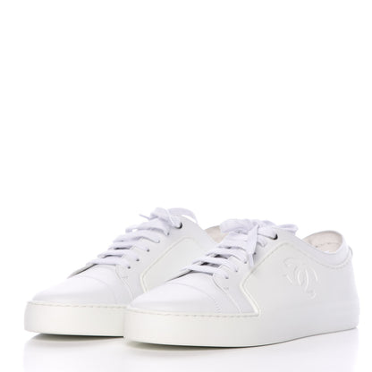 Chanel Calfskin Gum Womens CC Sneakers 39 White 3 of 9