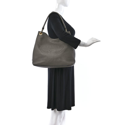 Prada Vitello Phenix Logo Hobo Argilla 2 of 13
