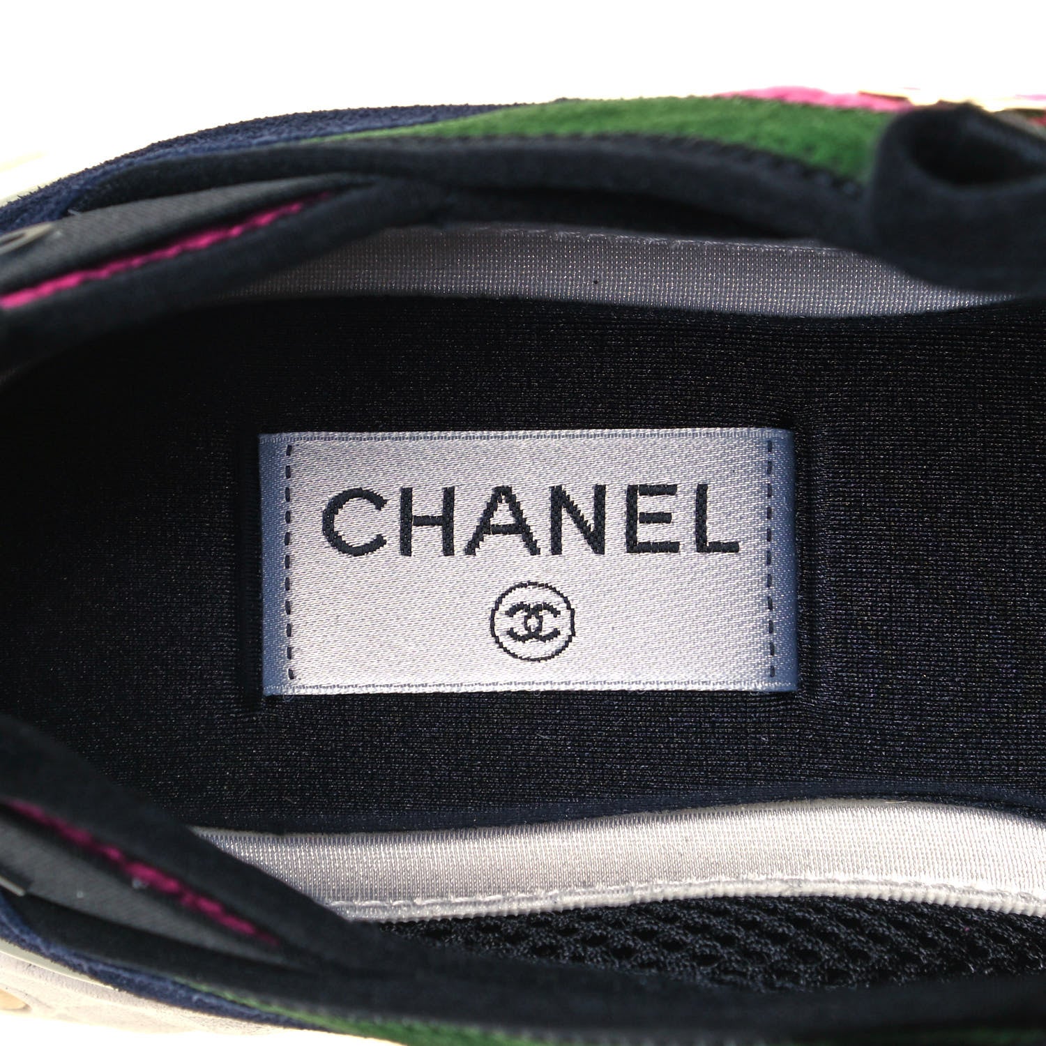 Chanel Velvet Calfskin Mixed Fibers CC Sneakers 40 Dark Pink Green 8 of 9