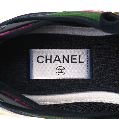 Chanel Velvet Calfskin Mixed Fibers CC Sneakers 40 Dark Pink Green 8 of 9