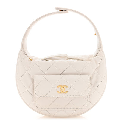 Chanel Caviar Quilted Polly Pocket Pouch Hobo White 1 of 10