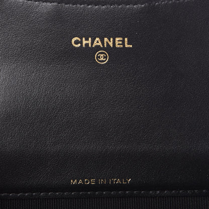 Chanel Calfskin Crocodile Embossed Graffiti Reissue Card Holder Wallet Black Gold 6 of 8
