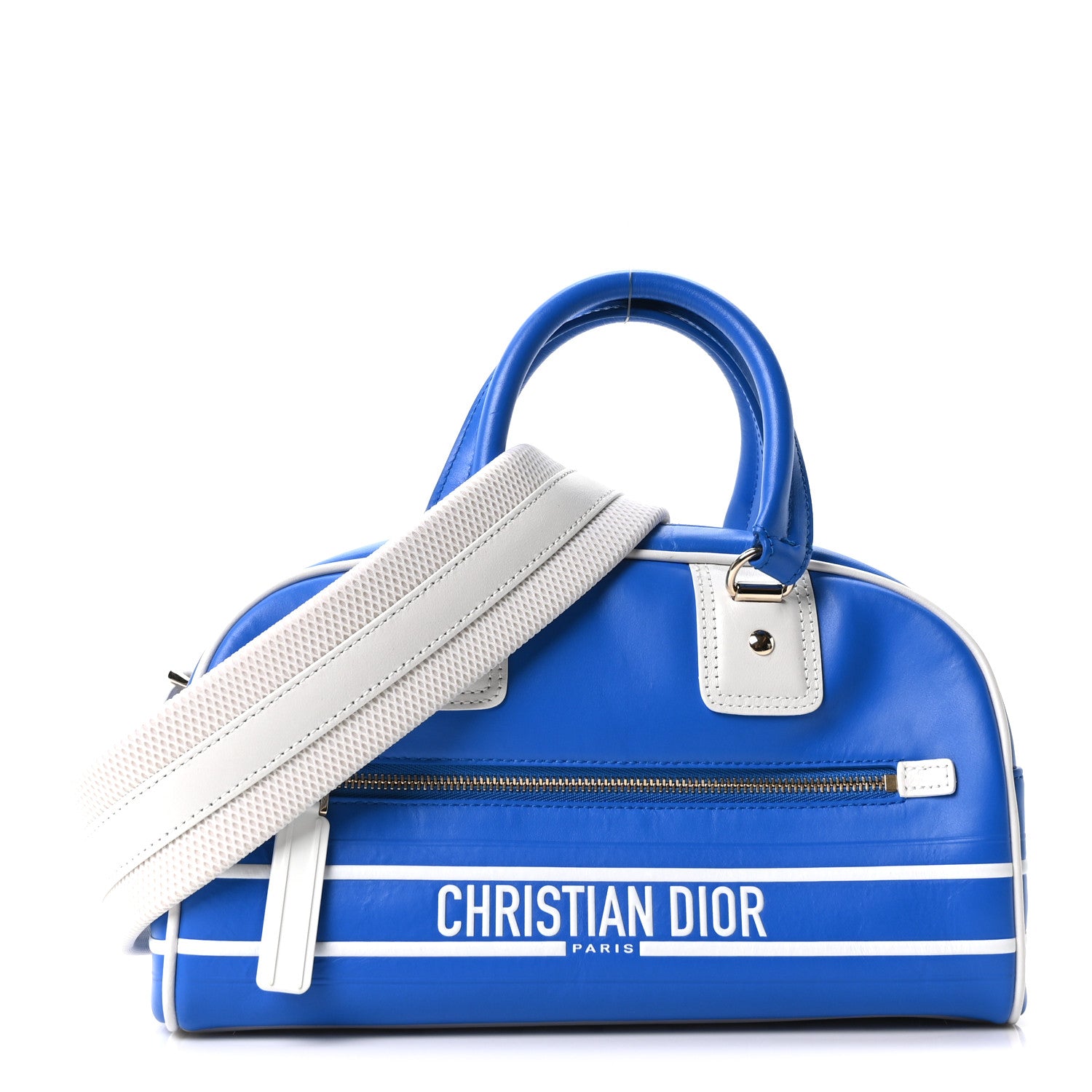 Christian Dior Calfskin Small Dior Vibe Zip Bowling Bag Blue 1 of 9