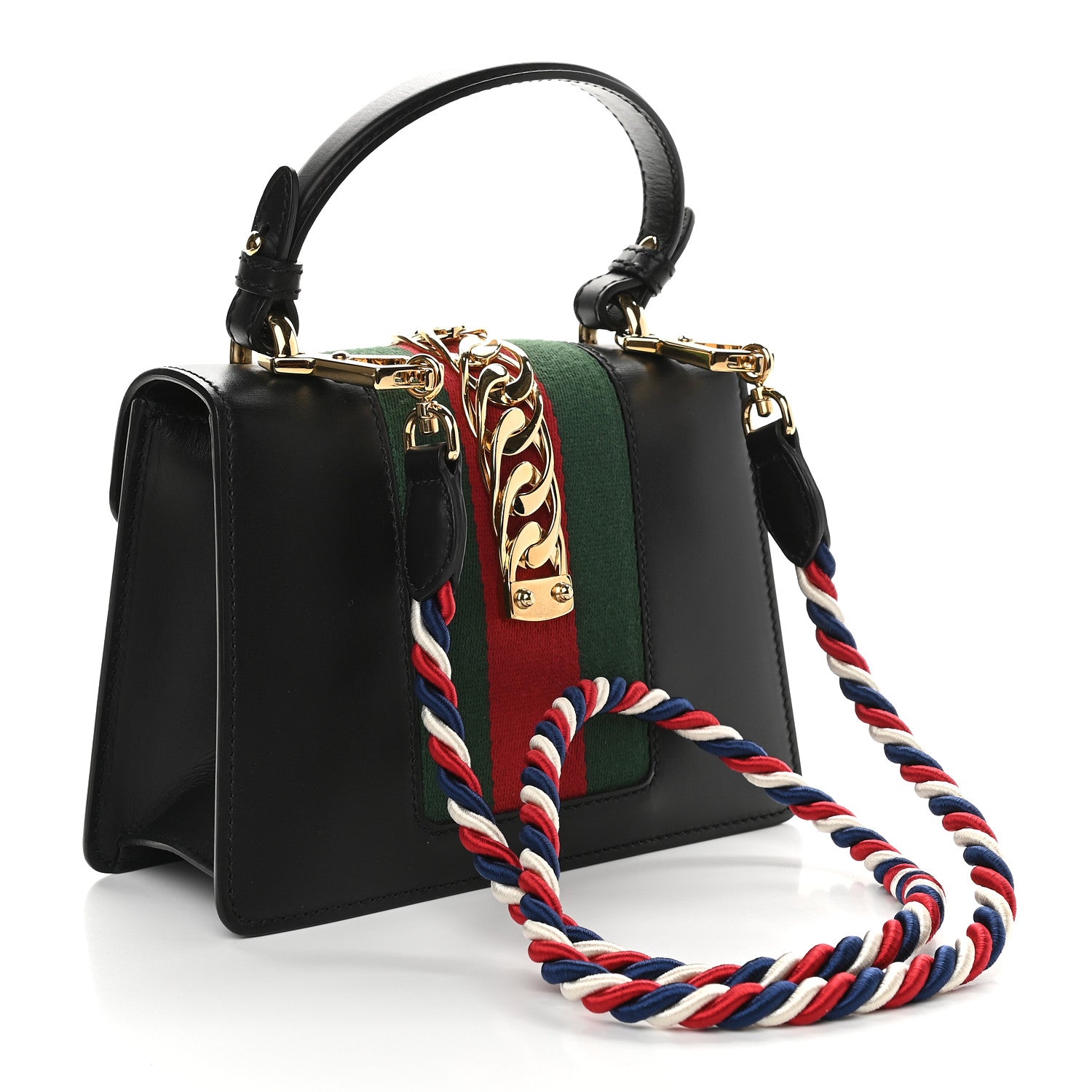 Gucci Calfskin Mini Sylvie Top Handle Bag Black 2 of 8