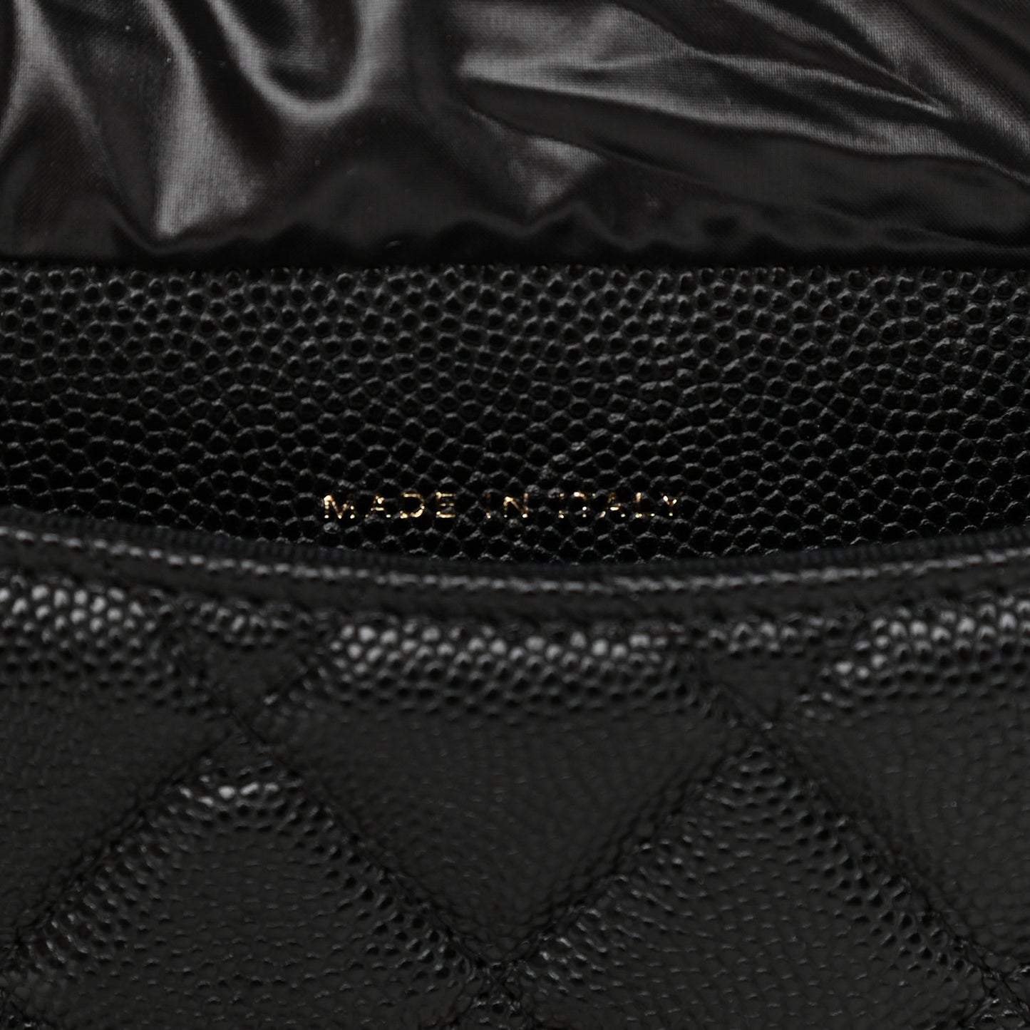 Caviar Fabric Quilted Foldable Tote With Chain Black Multicolor