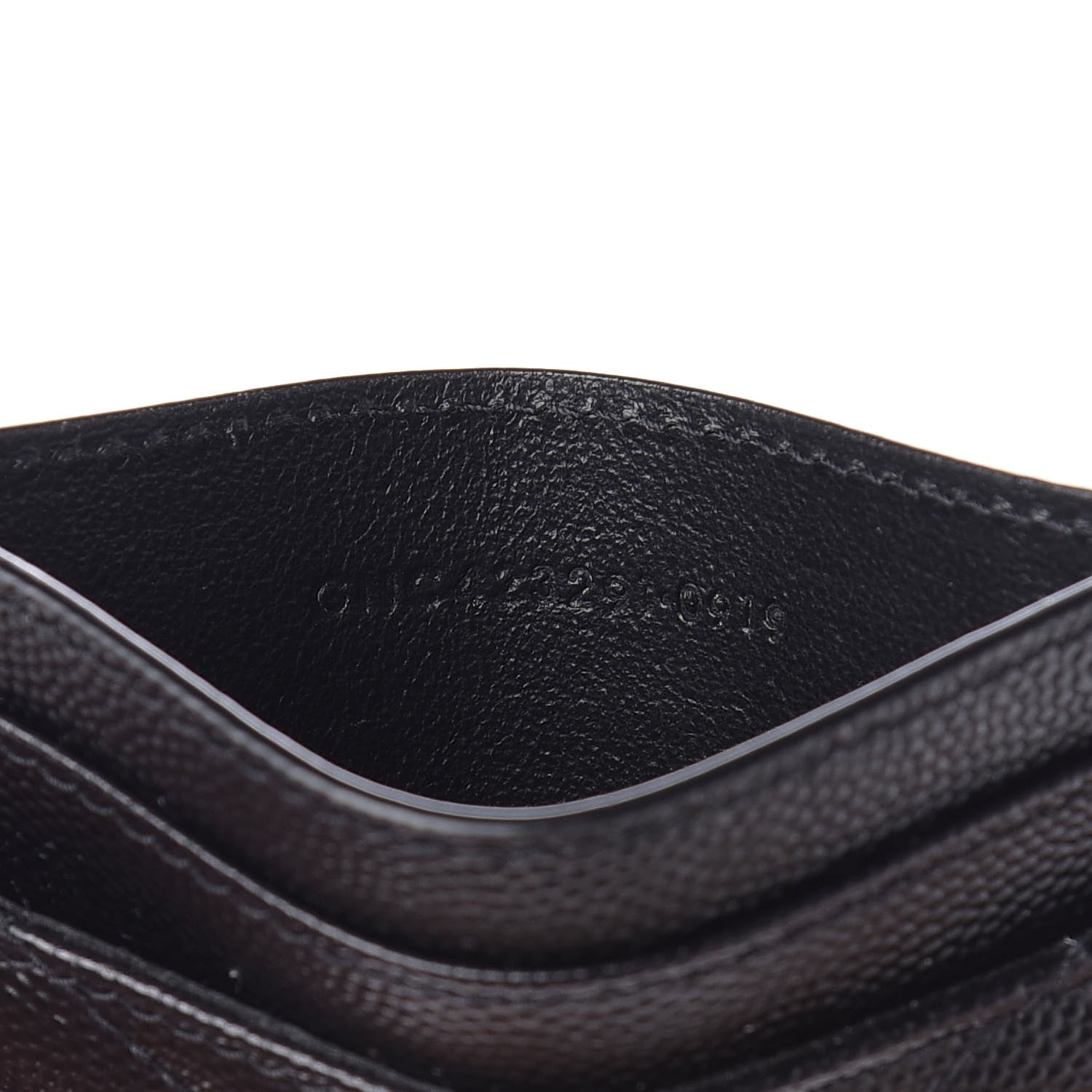 Saint Laurent Grain De Poudre Matelasse Chevron Monogram Credit Card Case Black 7 of 8