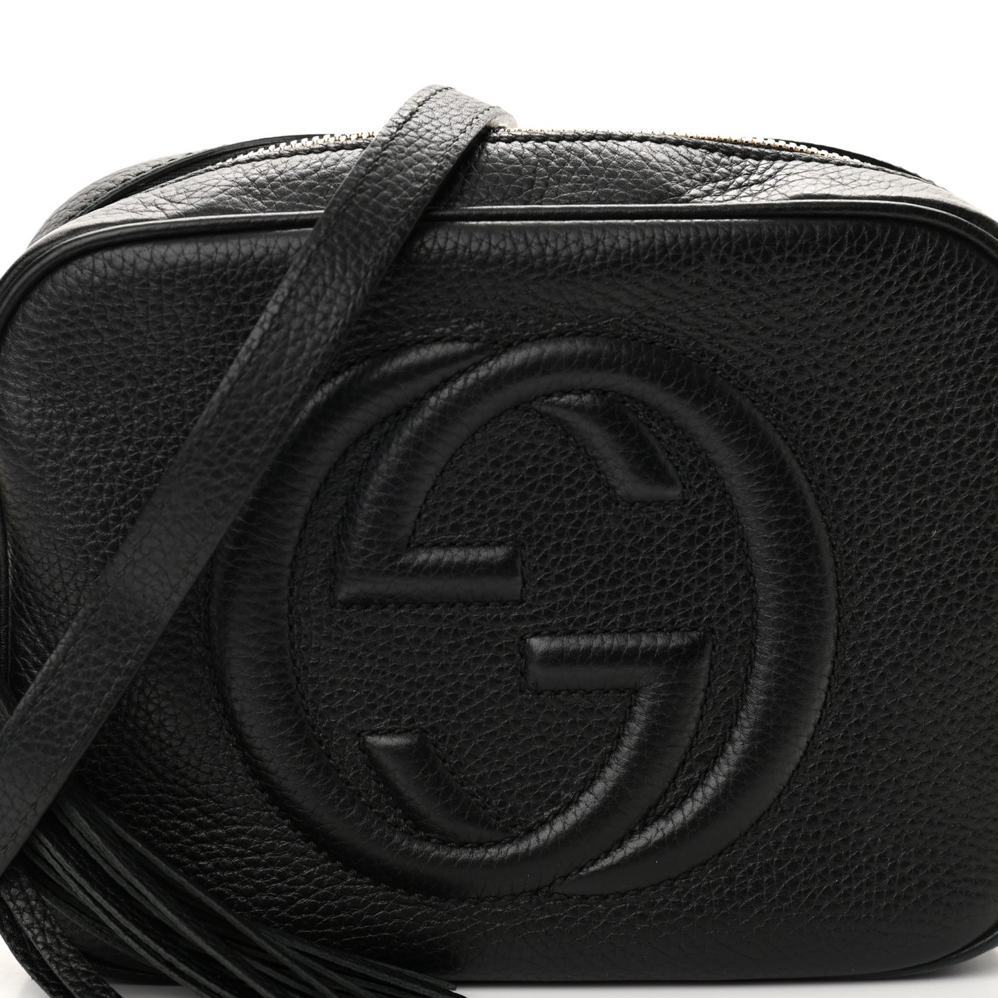 Pebbled Calfskin Small Soho Disco Bag Black