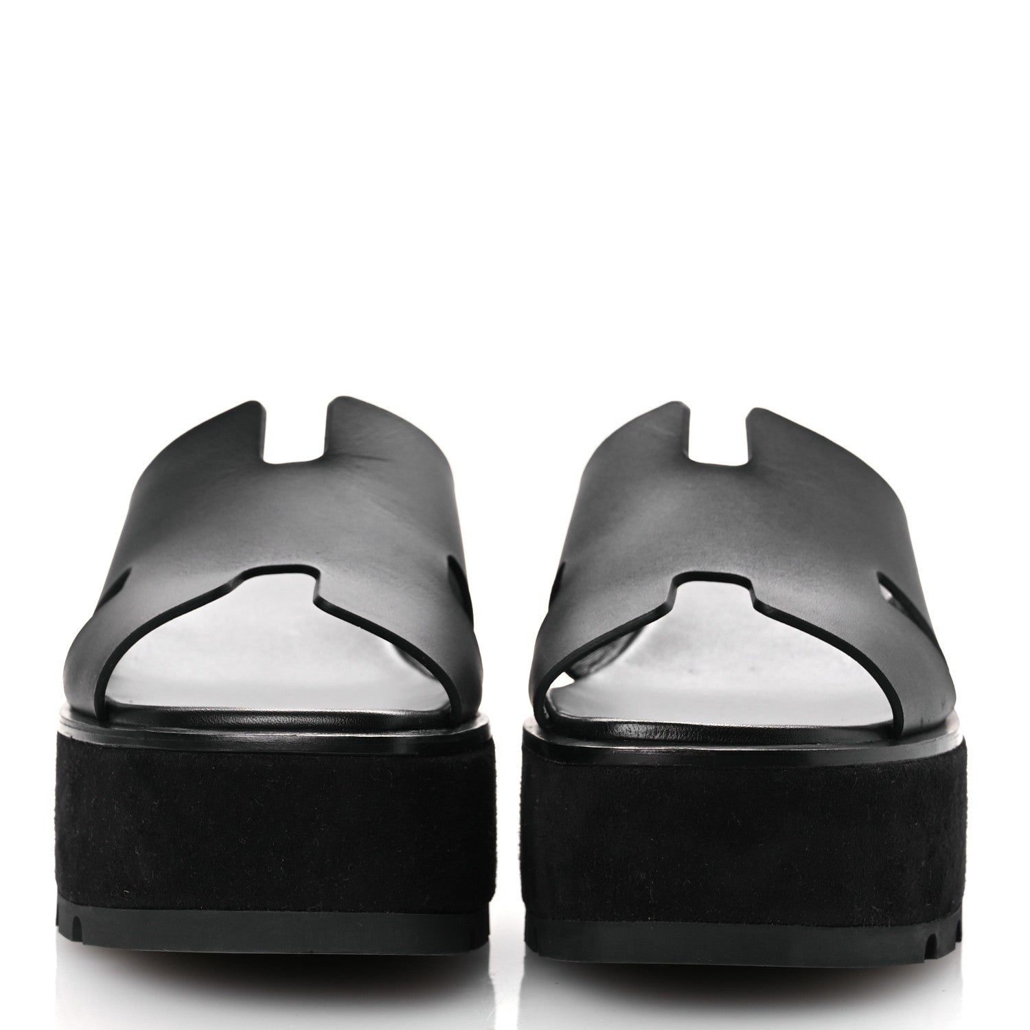 Hermes Calfskin Suede Goatskin Eze 30 Sandals 39 Black 3 of 10