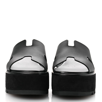 Hermes Calfskin Suede Goatskin Eze 30 Sandals 39 Black 3 of 10