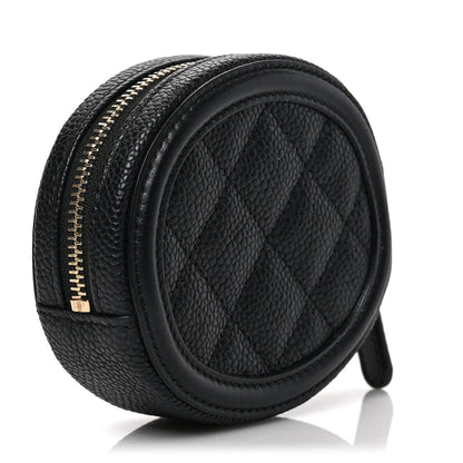 Chanel Caviar Quilted Filigree Zip Around Classic Coin Purse Black 3 of 6