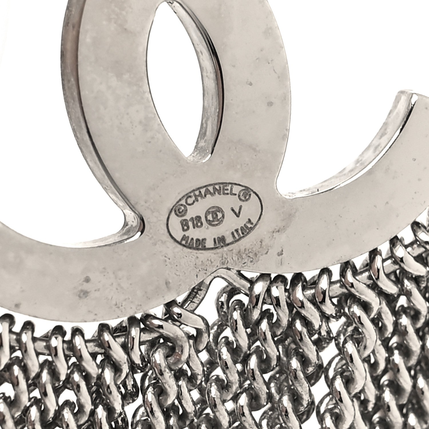 Chanel Baguette Crystal CC Chain Drop Earrings Silver 4 of 5