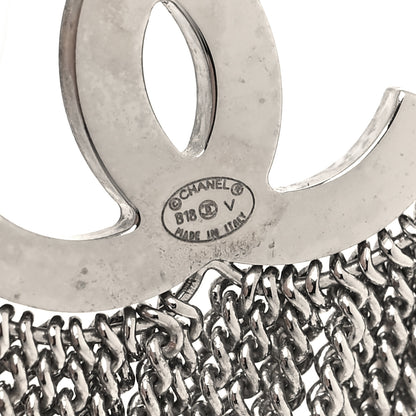 Chanel Baguette Crystal CC Chain Drop Earrings Silver 4 of 5