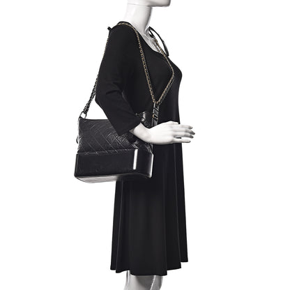 Chanel Aged Calfskin Quilted Medium Gabrielle Hobo Black 3 of 16
