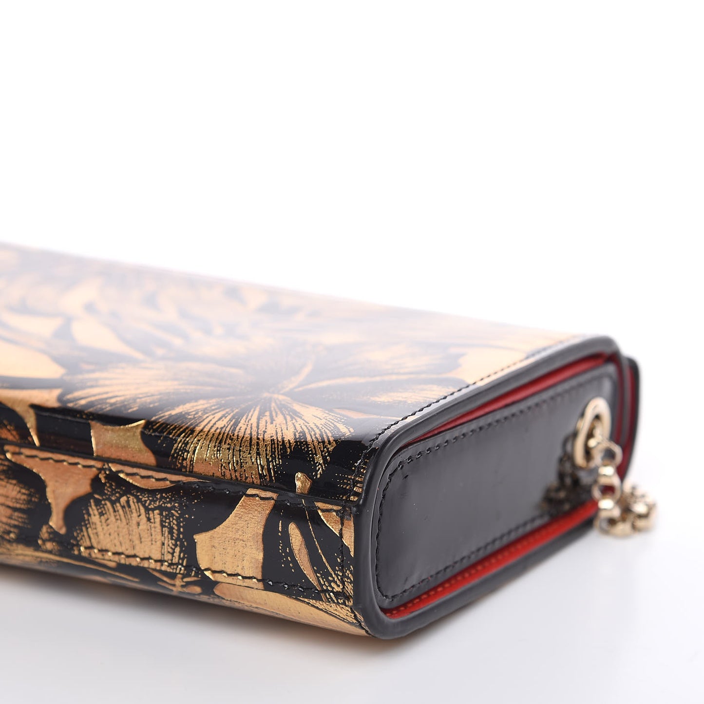 Patent Crystal Vanite Clutch Gold Black