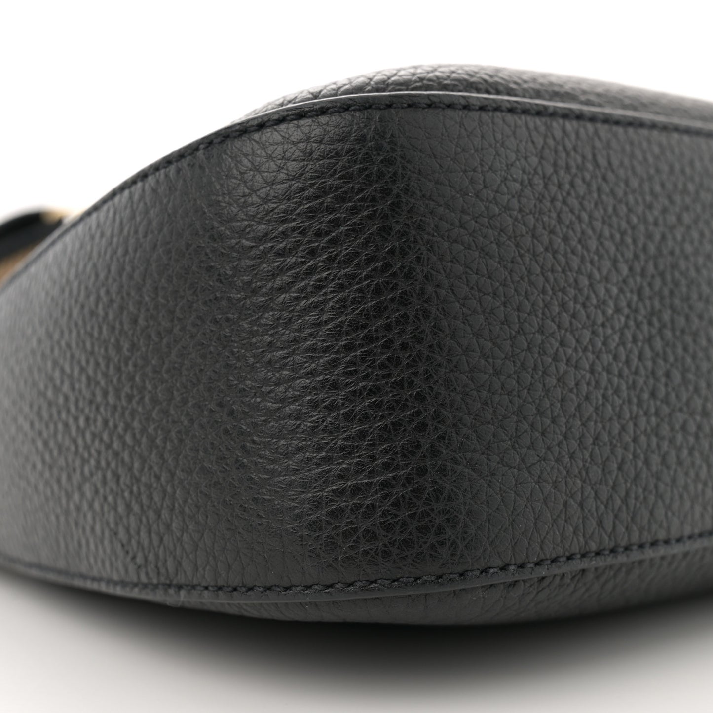 Vitello Daino Soft Zippered Hobo Shoulder Bag Black