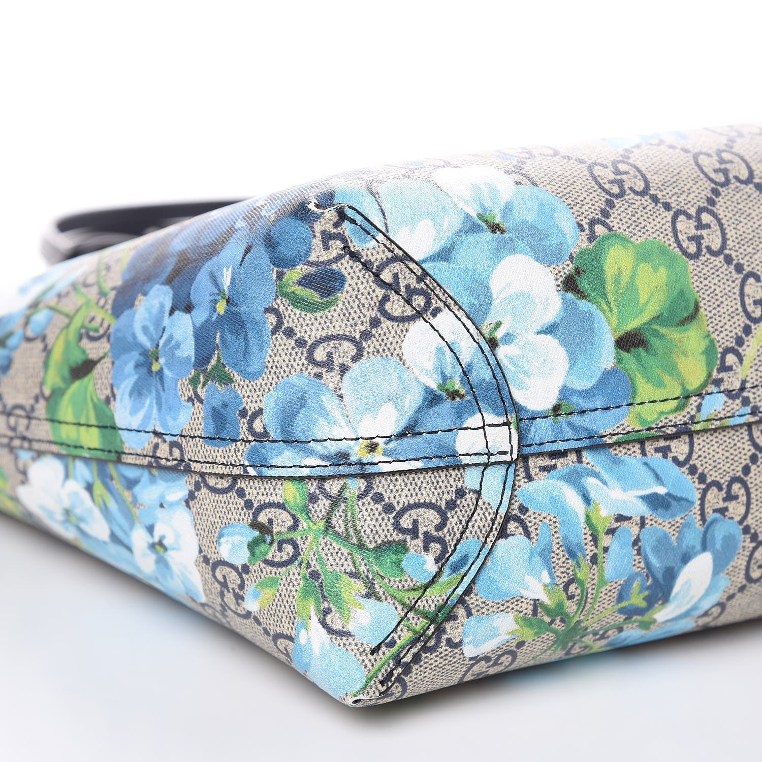 Gucci GG Supreme Monogram Blooms Small Reversible Tote Beige Blue Navy 11 of 15