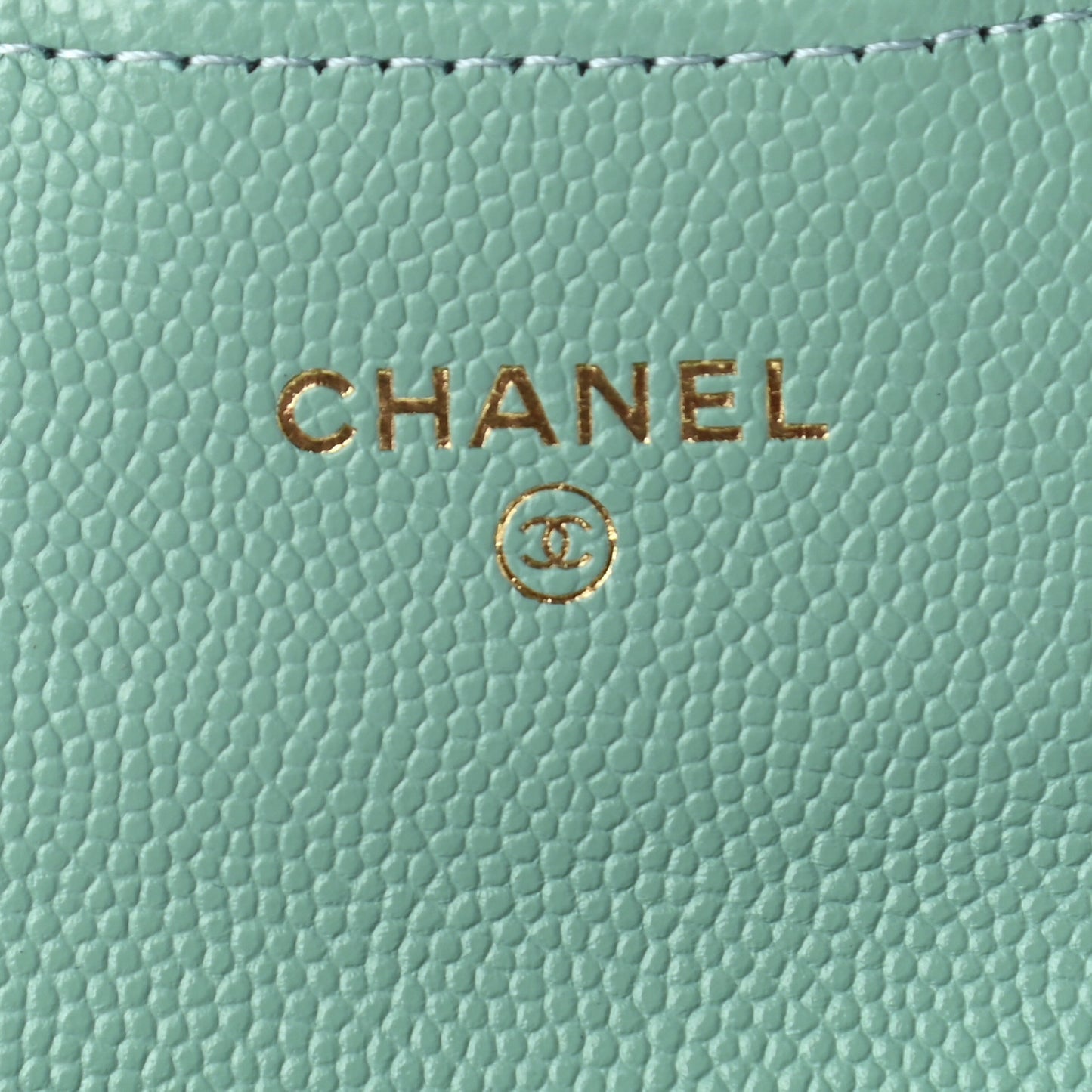 Caviar Quilted Flap Card Holder Wallet Light Green
