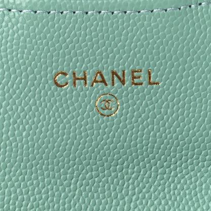 Chanel Caviar Quilted Flap Card Holder Wallet Light Green 6 of 9