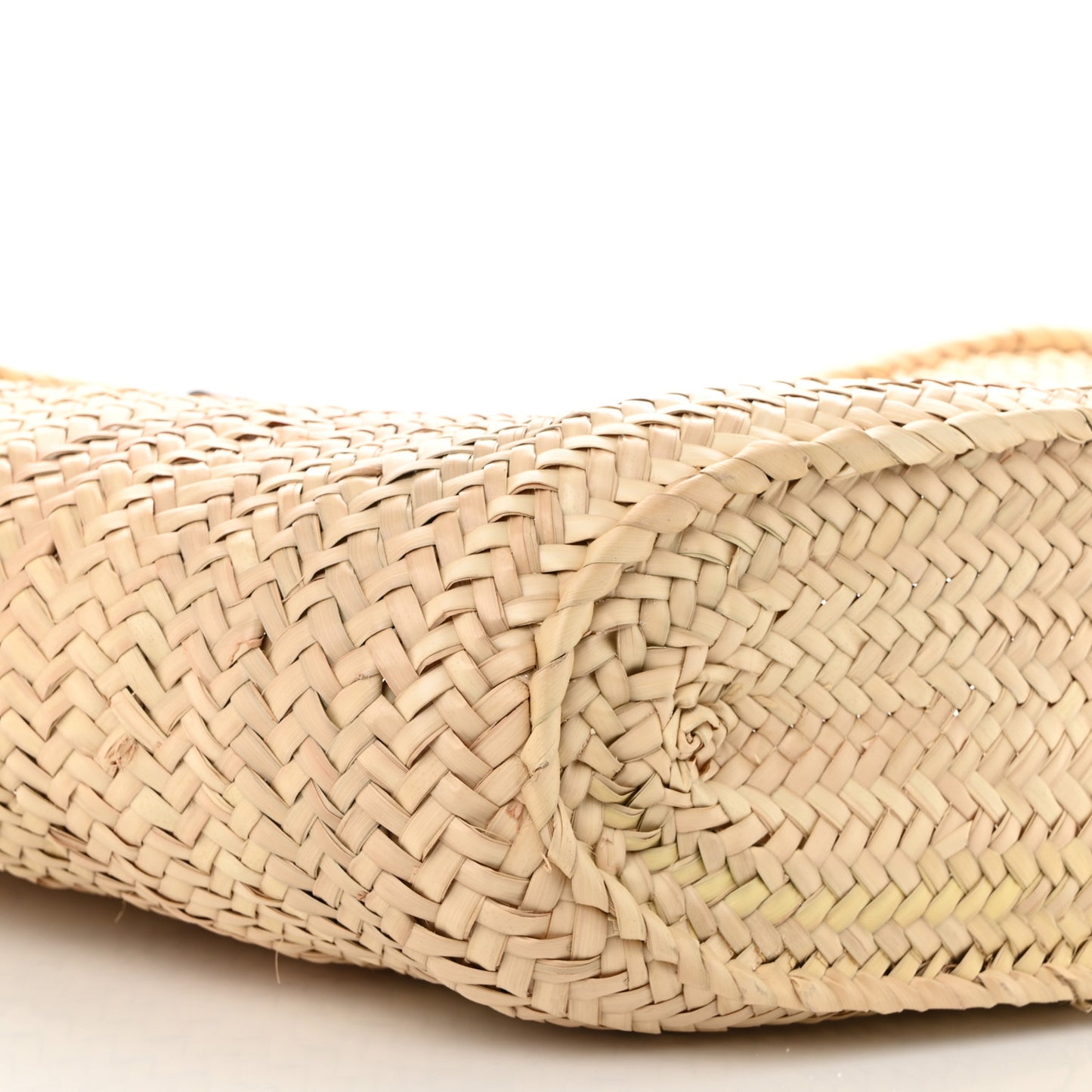 Raffia Calfskin Triomphe Medium Panier Tan