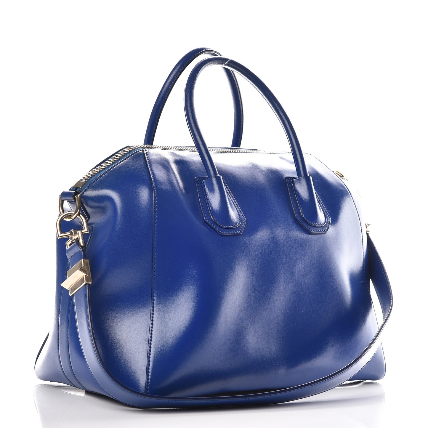 Shiny Lord Calfskin Medium Antigona Blue