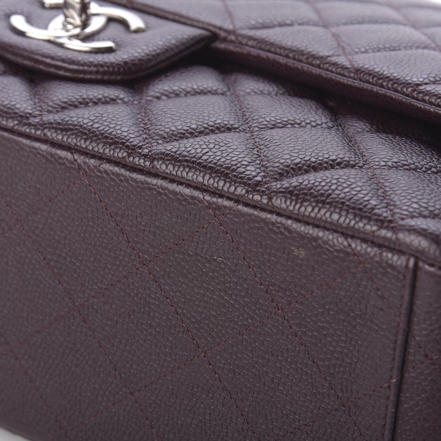 Caviar Quilted Maxi Double Flap Burgundy