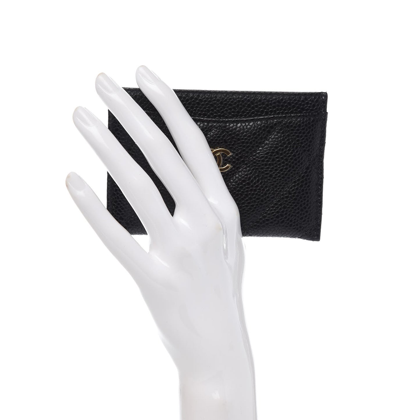 Caviar Quilted Card Holder Black