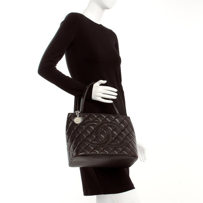 Chanel Caviar Quilted Medallion Tote Dark Brown 2 of 14
