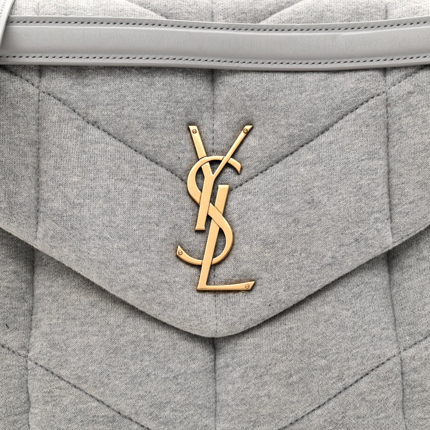 Jersey Quilted Small Loulou Puffer Monogram Chain Satchel Grey Cloud