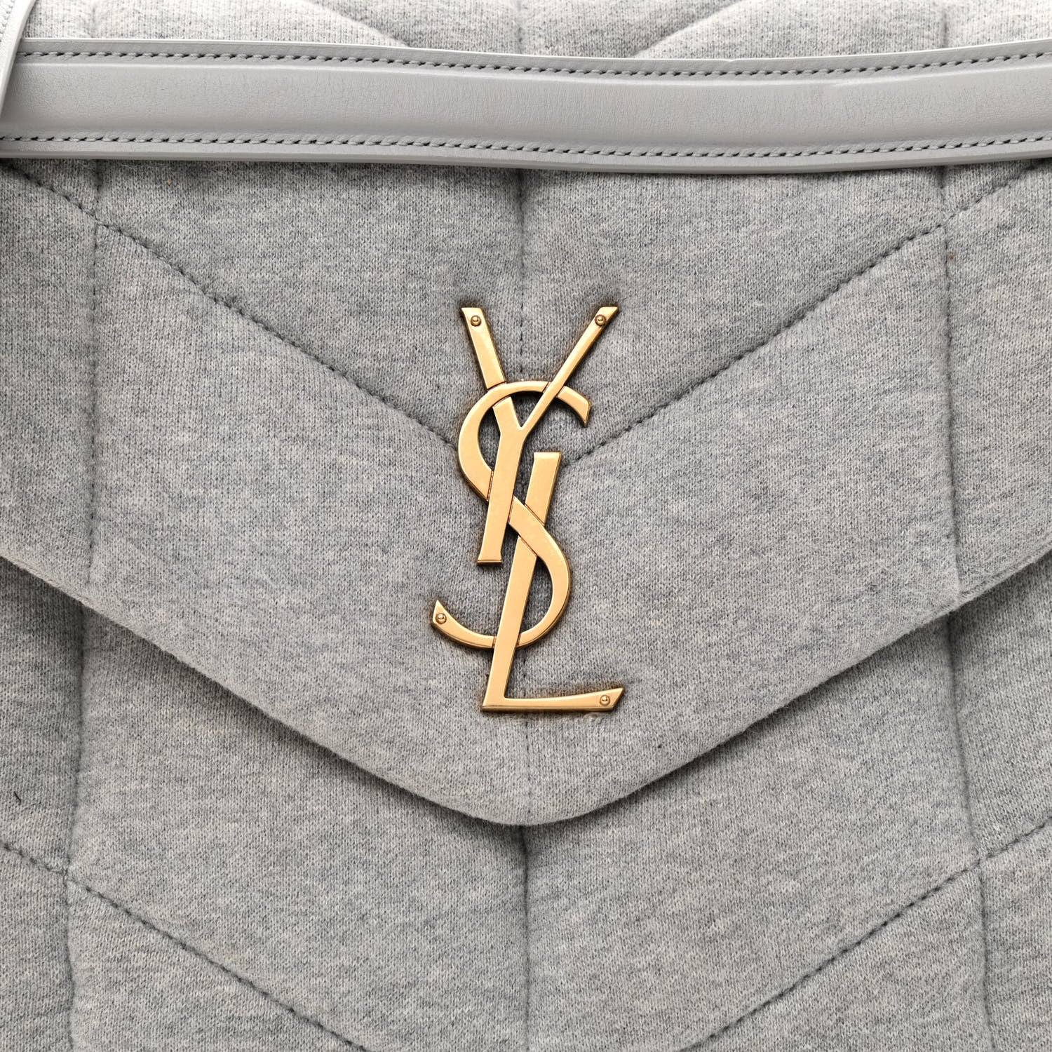 Saint Laurent Jersey Quilted Small Loulou Puffer Monogram Chain Satchel Grey Cloud 8 of 11