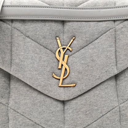 Saint Laurent Jersey Quilted Small Loulou Puffer Monogram Chain Satchel Grey Cloud 8 of 11