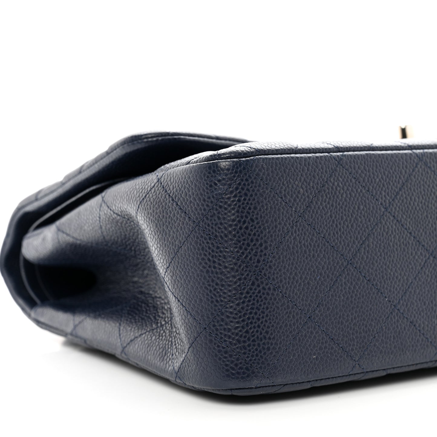 Caviar Quilted Jumbo Double Flap Navy Blue