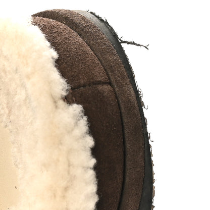 Fendi Suede Shearling Fendi Feel Buckled Clogs 36 Mogano Latte 8 of 9