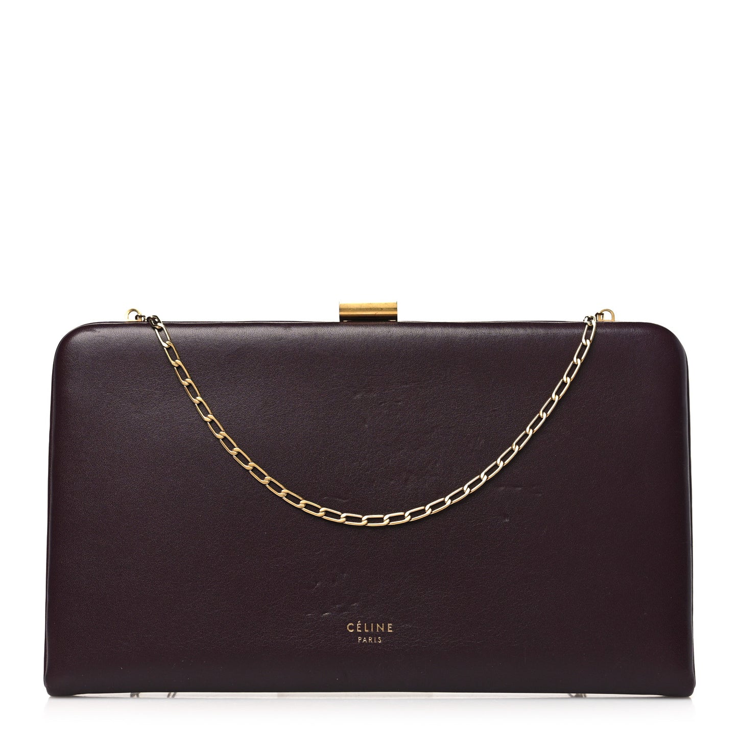 Smooth Calfskin Clasp Large Wallet On Chain Bordeaux