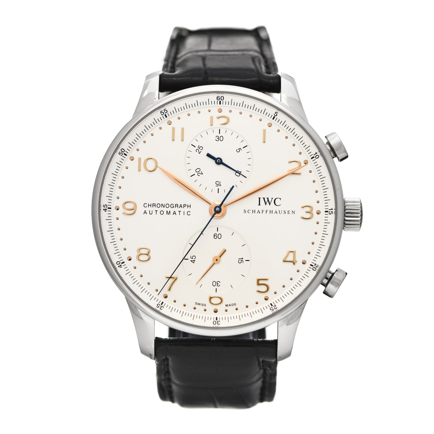 Stainless Steel Alligator 41mm Portugieser Chronograph Automatic Watch IW371604