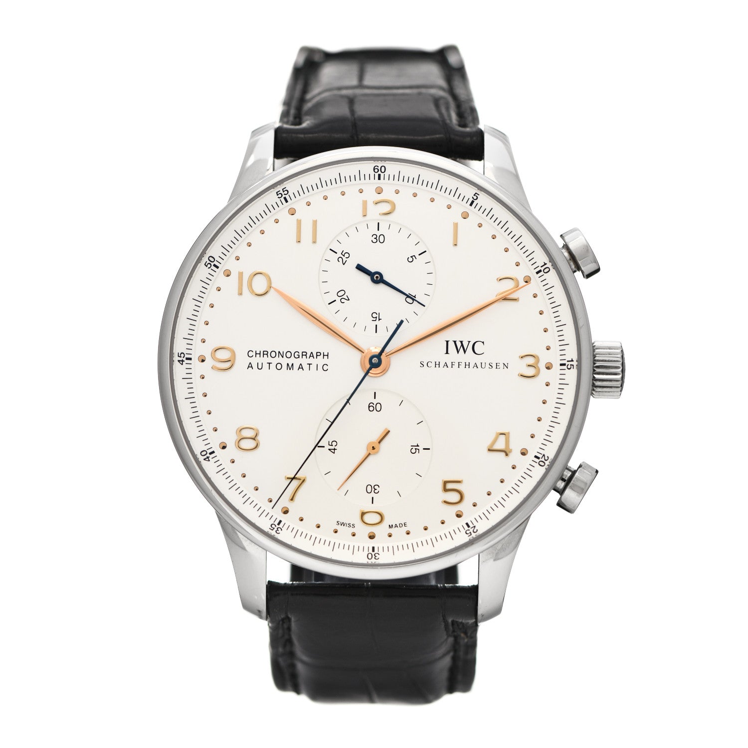 IWC Stainless Steel Alligator 41mm Portugieser Chronograph Automatic Watch IW371604 1 of 4