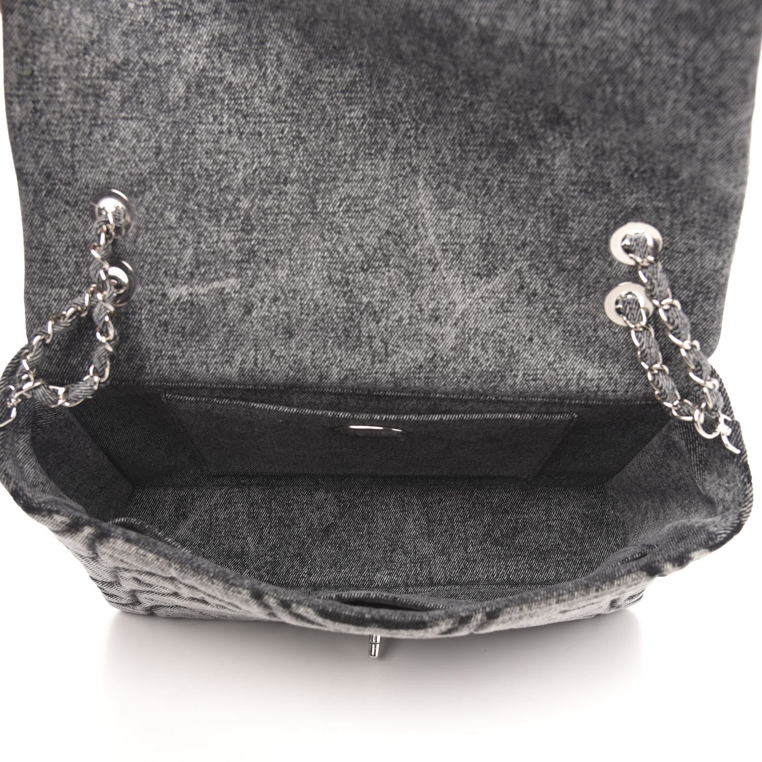 Chanel Denim Embossed CC Logo Print Jumbo Single Flap Grey Black 5 of 10